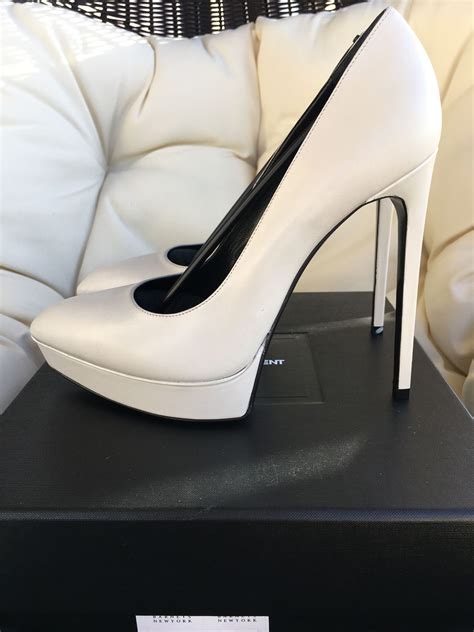 white ysl heels|ysl platform heels.